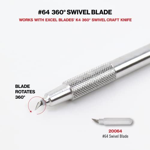 Excel Blades 64 Ротирачки сечило за замена- 360 ° вртење занаетчиски нож, изработен во САД, алатка за сечење на прецизниот круг за винил, хартија,