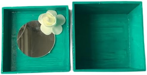 Кутија за накит од рачно изработено дрво Детски цртан Филм вирген Марија зелена боја кутија