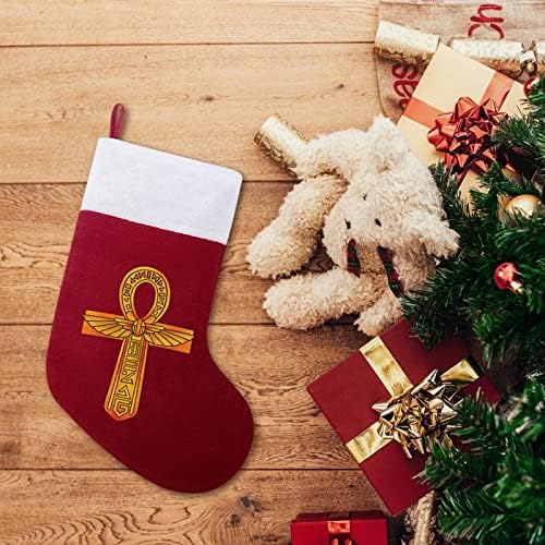 Златен Египетски Симбол Божиќно Порибување Божиќно Дрво Камин Виси Чорапи Со Кратка Кадифна Манжетна Декорација За Домашна Празнична Забава
