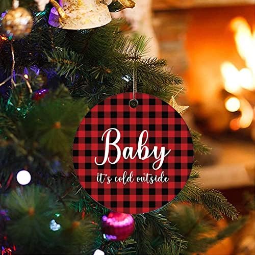 Cheyan бебе е ладно надвор од црвено црно жито Божиќно украс, украс за новогодишна елка за Божиќ украсен порцелански украс Божиќ што виси украс