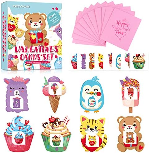 Kesyoo Валентин Картички Постави 32 Валентин картички &засилувач; 32 Привремени Тетоважи &засилувач; 32 Пликови Прекрасна Денот На