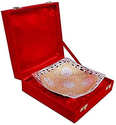 Сребрена И Позлатена Месинг Квадратна Форма сад 6 За Дивали Подарок Од Индиски Колекционерски