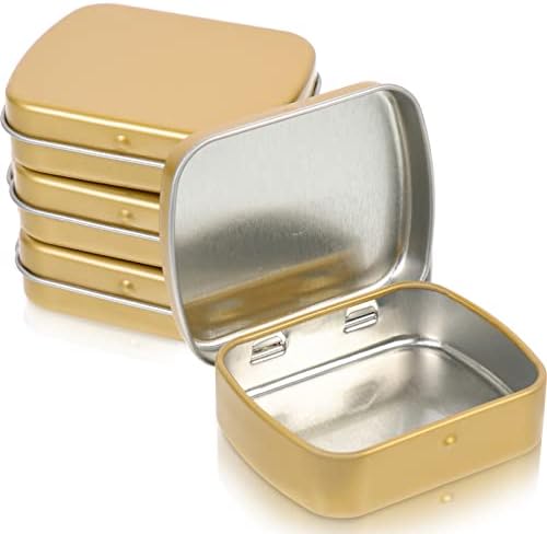 Sewroro 10 парчиња Мала Метална Лимена Кутија Празна Кутија За Складирање Со Шарки Правоаголни Калај Контејнери За Складирање Организатор За
