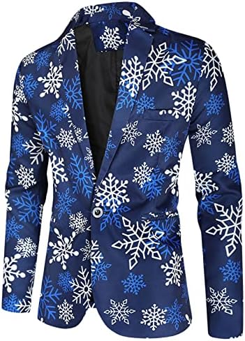 Машка модна лежерна Божиќна Божиќна печатена костум јакна Топ блуза нечистотија патека за трки за мажи за мажи