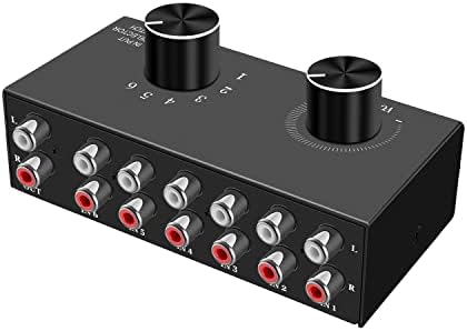 LVY 6-канален RCA Audio Switcher 6 Input-1Output Audio Selector Passive Stereo Selector Box компатибилен домашен театар, HDTV, засилувачи,