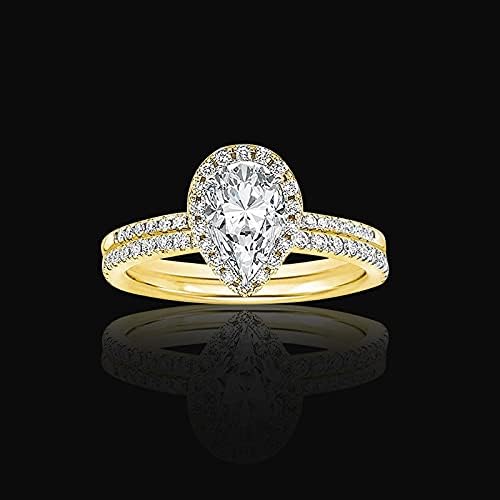 Прстени за жени 2023 година роденденски подароци Loveубов моден прстен дијамантска капка вода во форма на форма во форма на дијамант