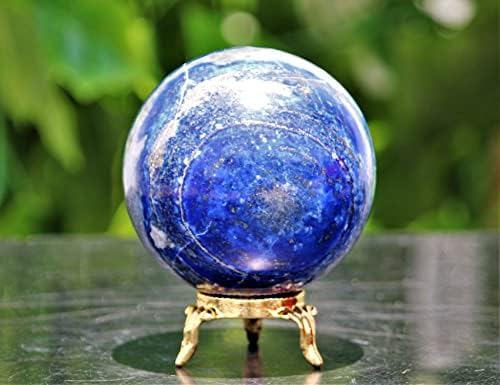 Врвен полиран сино лапс лазули кристален кварц природен камен сфера со златен стол