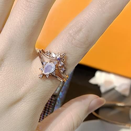 Гроздобер прстени за жени ретро персиски чипка модел прстен навлегување камен имитација Мосанг целосна круна комбинација прстен венчални