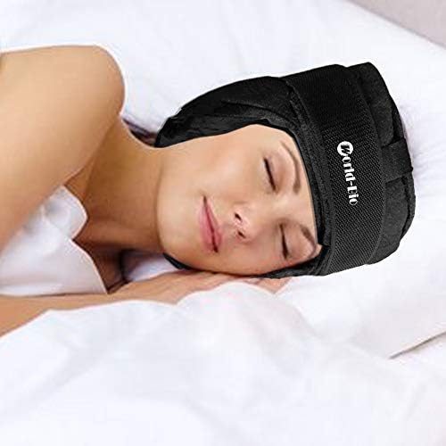 Ледена капа главоболка мигрена мраз капа со капаче со еднократно ладно топло пакување за хемо, синус, затегнатост на вратот - горе и странично