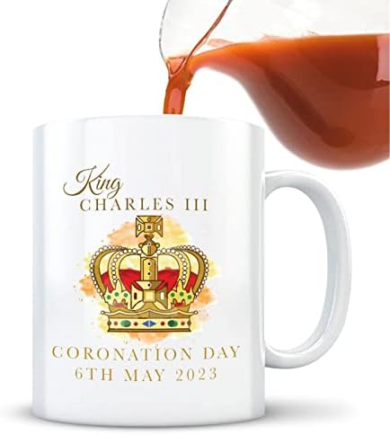 Крал Чарлс III Коронативната кригла, 350мл кралот Чарлс III сувенири за крунисување, декоративна вода чаша за домашно кафуле, забавен