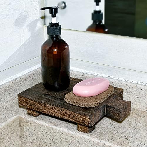 Сапун штанд, сапун за сапун со сапун со влошки за заштеда на сапун, декор на држачи за мијалник, дрва од дрво, дрво за пиетали за дрво за прикажување
