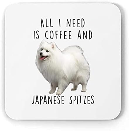 Сакам Кафе И Јапонски Шпиц Бели Смешни Подароци За Куче Мајка Божиќ 2023 Подароци Подножје Бел Плоштад