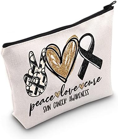 ЛЕВЛО Свесност За Рак На Кожата Козметичка Торба За Шминка Преживеан Рак На Кожата Подарок Свест За Рак На Кожата Лента Сочинуваат Торбичка Со Патент