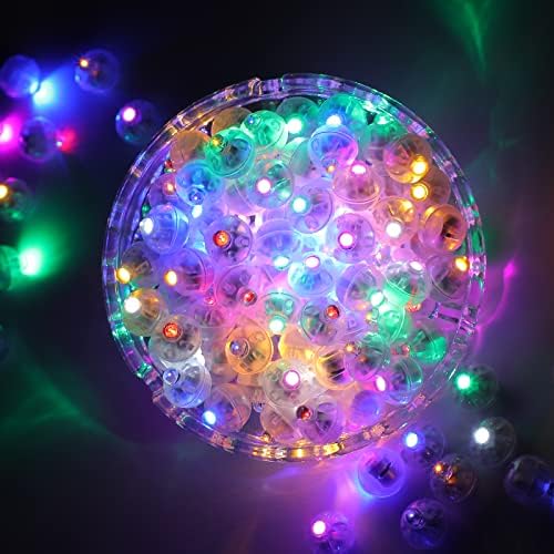 100 парчиња 10 бои балони светла, LED разновидни бои блиц светла, мини топчести светла тркалезна предводена топка ламба за хартија фенер