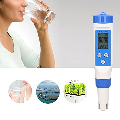 Мерач на ЕК, пенкало за тестирање на вода 5‑ во 1 - 1 Контрола на апликација TDS сол температура за хидропоника за базен