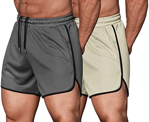 Коофанди машки 2 пакувања опремени тренинзи за бодибилдинг спортски тренинг за трчање џогер салата кратки панталони со џебови