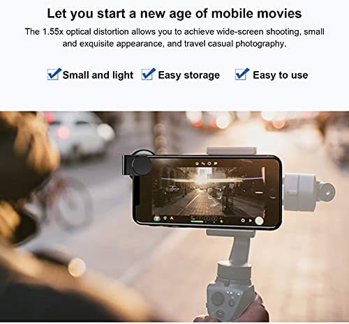 Zyyini Mobile Anamorphic леќи, 1,55x широк екран за деформација на филмови, алуминиумски легура оптички стакло телефонски филм Лен за паметни телефони iOS подлога, стандардно