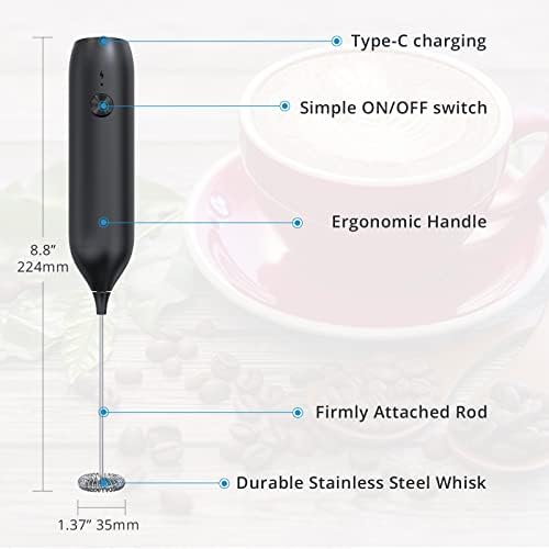 Mini Blender, USB-C електричен миксер за рака, kenasta надградба на млеко што може да се надополни со млеко, размахване Брзо полнење без