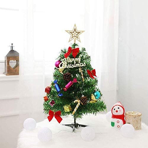 FCIQVEN TABLETOP новогодишна елка, 20 ''/50cm Вештачка минијатурна бор елка со LED жица светла и украси за Божиќ во затворен простор