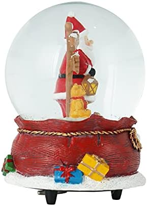 Снежни глобуси сјајни водни глобус декорација музички снежни глобуси декор играат Ви посакуваме среќен Божиќ, 100мм, Дедо Мраз и Мечка