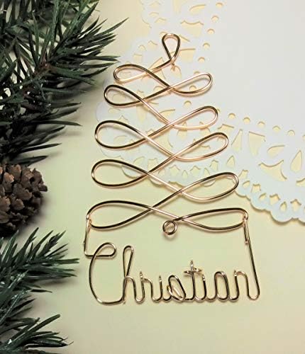 Персонализирана божиќна украс Златно дрво Секое име дизајнирано до 9 букви, ознака за име на подароци, украс за дрво, украсен украс за празници