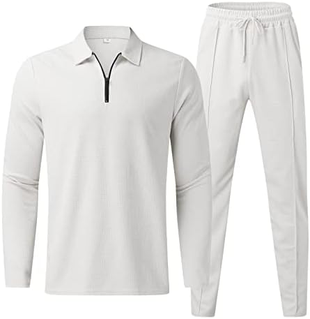 Менс поставува 2 парчиња облека за кошула модни патеки обичен сет плус големина со долг ракав и панталони мажите тенок вклопуваат
