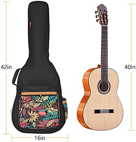 Yueer 40 41 инчи Акустична торба за гитара 0,35 инчи дебела водоотпорна водоотпорна двојна прилагодлива лента за рамо за рамо за гитара,