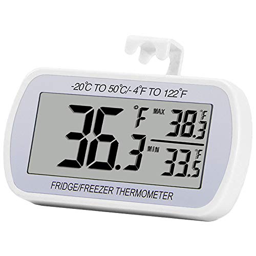 Фрижидер Термометар Дигитален Фрижидер Замрзнување Соба Термометар Водоотпорен Голем Лцд Дисплеј Макс/Мин Рекорд Функција, Бела