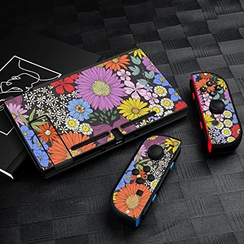 Шарени налепници на Дејзи цвеќиња налепници за заштитен филм Персонализирана налепница за целосна обвивка компатибилна со Nintendo Switch