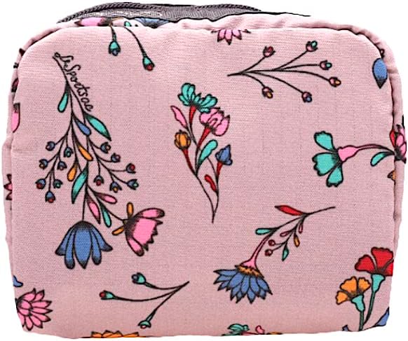 LesportSac Snowdrops квадратна козметичка торба/стил на торбичка 6701/боја F422, романтични и разнобојни деликатни спрејови на