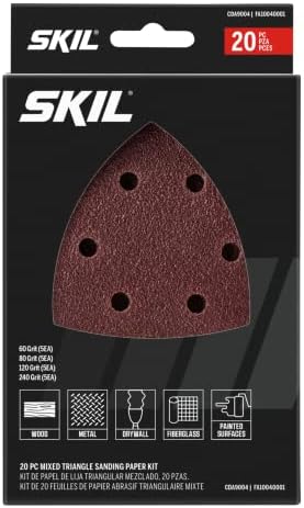 Skil 20-парчиња измешани 60/80/120/240 GTITS детали за глувчето за пескарење за пескава хартија за Skils Sanders SR232301/SR250801/SR6607B-10-CDA9004