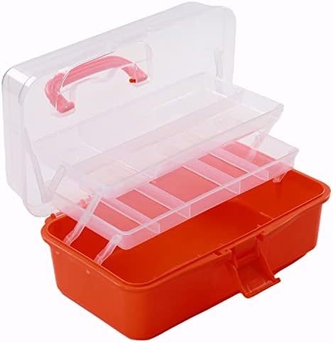 Кутија за алатки за преклопување на UtoolMart, трислоен кутија за складирање со пластична хардверска кутија за чување на сад за плата, 13 x 7,9