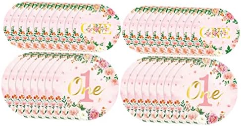 Абаодам 96 парчиња цветни хартиени чинија цвет украс Декорирање роденден Подарок девојче Декор 1 -ви роденденски сад за вечера