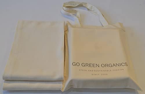 Go Green Organics, пакет за крпи за бања од вафли од 2, 30,5x58 инчи, органски памук, сертифицирани Gots