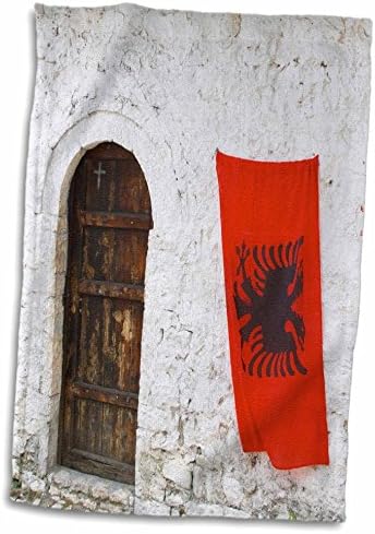 3д роуз албанско Знаме-Берат-Стариот Ѕид Град. Албанија-Еу01 Пка0142-По Карлсон Рака/Спортска Крпа, 15 х 22