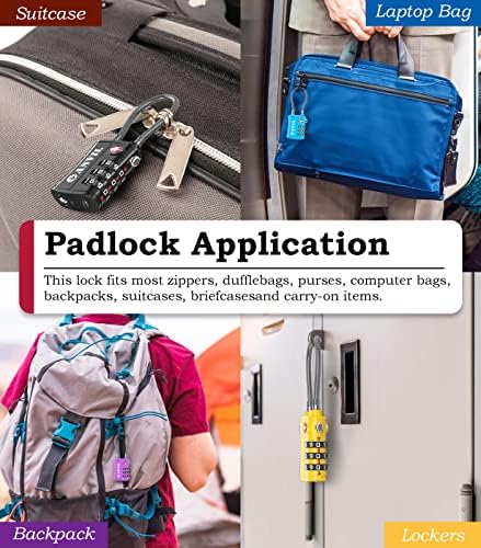 Брави со кабелски багаж одобрени од Anvil TSA 3 цифра комбинација со кабел за челик со цинк легура идеално за куфер за патувања, ранец, шкафчиња, кутија, алатки за алатки