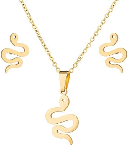 Гроздобер креативен свиок приврзок ѓердан златен не'рѓосувачки челик обетки од животински обетки со две парчиња накит за накит за девојчиња 12-14