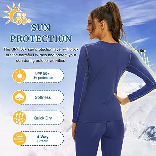 Tesuwel Turtleneck Base Layer за скијање на пешачење жени со ладно време руно термичка кошула за тренингот што работи високо.