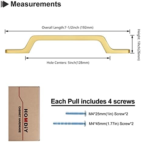 Homdiy 10pack Златен Кабинет Повлекува Рачки на Кабинетот 5in Четкани Повлекувања На Фиоки Од Месинг, Хардверска Златна Рачка На Кабинетот