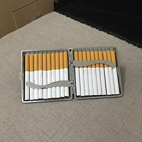 Складирање на бирото ZCXIYU Црна цигара цигара од џеб-кутија кожна метална тутун 20 парчиња цигара држач за чад од чад