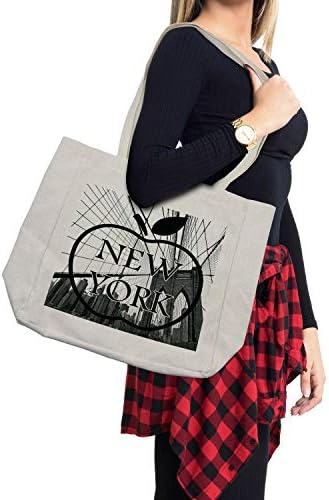 Торба за шопинг на Ambesonne NYC, Cityscape NYC Gig Apple I Love New York City View Manhattan Brooklyn Modern, еколошка торба за еднократна
