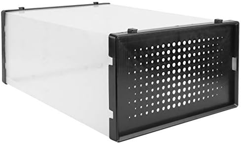 Cabilock 1pcbox патика Лесен организатор бин за живеење на живеење, црна транспарентна преден пластичен дизајн тип на врата, канти