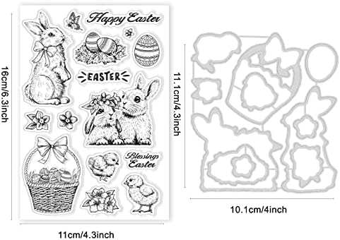 Тема за велигденски зајаче Глобленд, јасни марки и умирања на гроздобер велигденски зајаци, силиконски картички за печат и метали за сечење умираат за правење карт