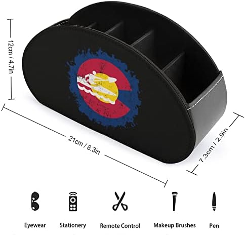 Колорадо знаме Рафтинг кајак модерен држач за далечински управувач со 5 оддели PU кожа мути-функционална канцеларија организација на табела за складирање на табела