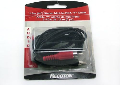 Recoton ACW339 Аудио Y Кабел, 1/8 Мини до 2 RCA Машки Конектор
