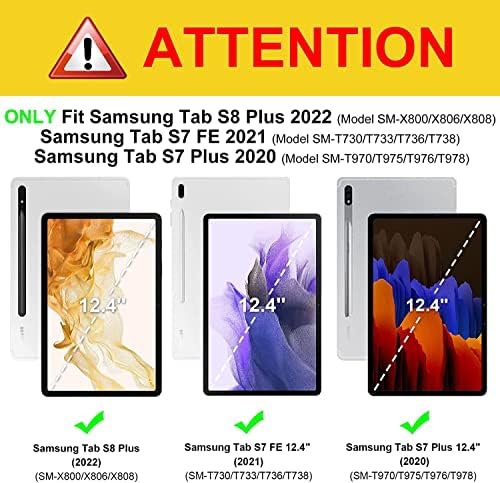 Ууковерс Ротирачко Куќиште За Samsung Galaxy Tab S8 Плус/S7 FE / S7 Плус/ S8+ / S7+ 12,4 Инчи 360° Ротирачки Држач За Вртење Со Автоматско