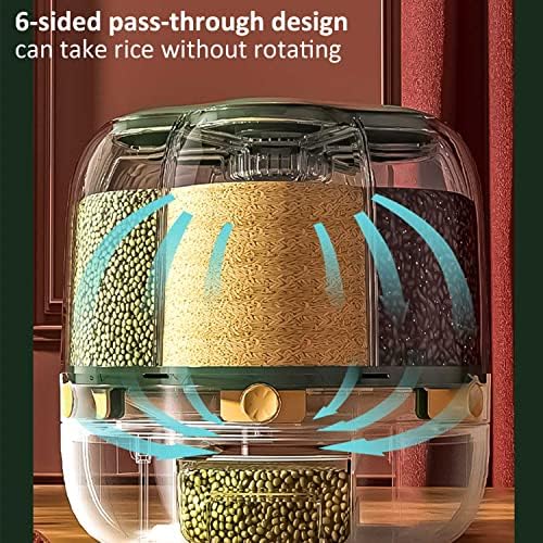 Диспензерот За Храна ОЈЈФАКС Со Херметички Капак И Чаша Ориз, Ротирачки Проѕирен Диспензер За Ориз 360°, Сад За Складирање Ориз