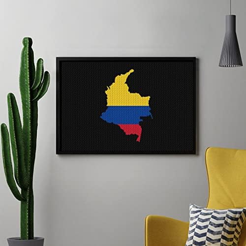 Знаме Мапа На Колумбија Дијамант Сликарство Колекции 5D DIY Целосна Вежба Кристал Уметност Ѕид Декор за Возрасни 8x12