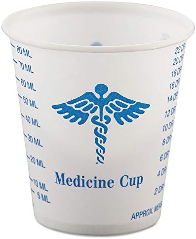 Хартија Медицински &засилувач; Стоматолошки Дипломирани Чаши, 3oz, Бела/сина, 100/торба, 50 Кеси/картон