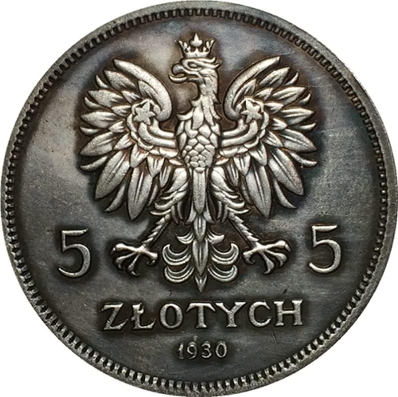1930 Полска Монети Бакарни Сребрени Антички Монети Странски Комеморативни Монети Монети Занаети Колекција